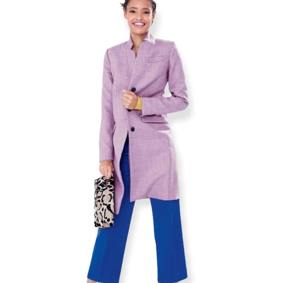 NWT J Crew Regent Topcoat Serge Wool Cotton Candy 8 - Picture 2 of 7
